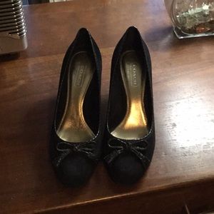 Coach black suede wedge